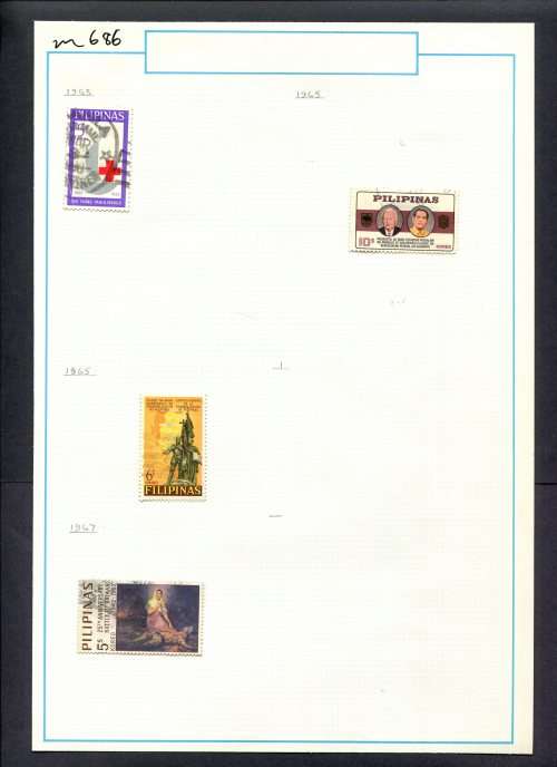 Philippines - 4 Stamps Mounted (Hinged) On Old Album Page