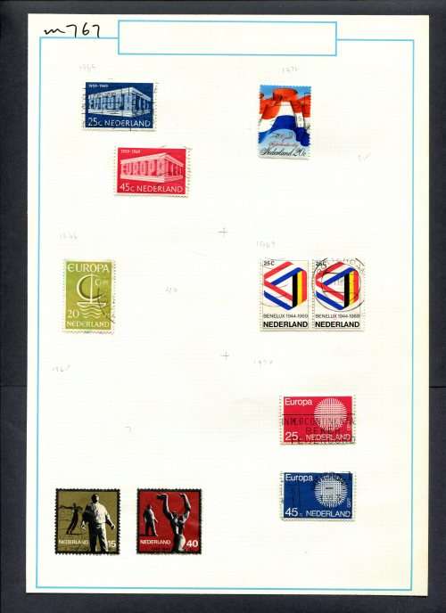 Netherlands - 10 Stamps Mounted (Hinged) On Old Album Page