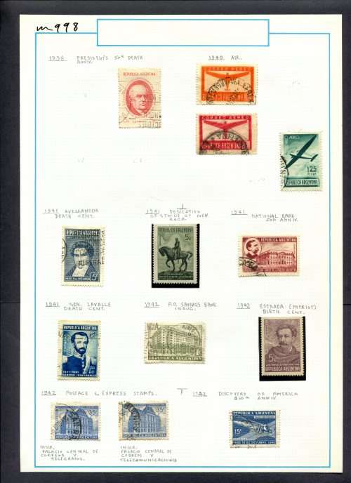 Argentina - 13 Stamps Mounted (Hinged) On Old Album Page