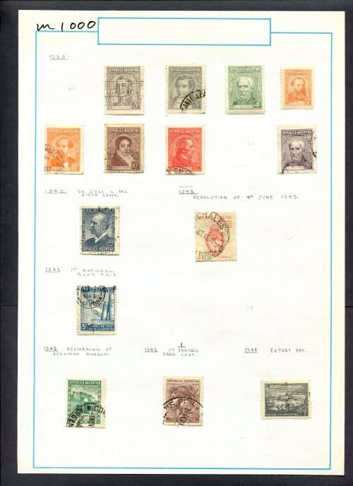 Argentina - 14 Stamps Mounted (Hinged) On Old Album Page