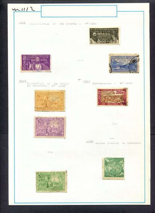 Brazil - 8 Stamps Mounted (Hinged) On Old Album Page