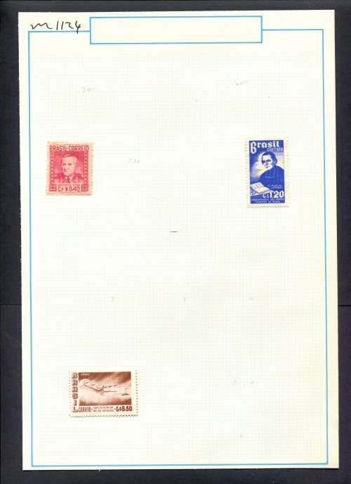 Brazil - 3 Stamps Mounted (Hinged) On Old Album Page