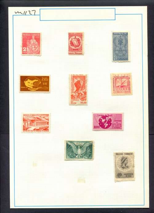 Brazil - 10 Stamps Mounted (Hinged) On Old Album Page