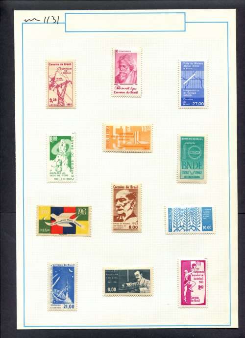 Brazil - 12 Stamps Mounted (Hinged) On Old Album Page