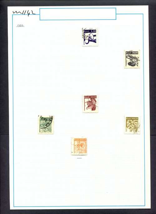 Brazil - 6 Stamps Mounted (Hinged) On Old Album Page