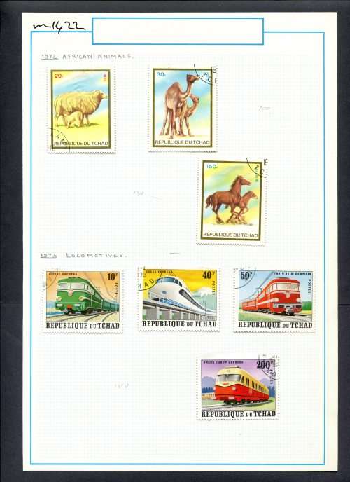 Chad - 7 Stamps Mounted (Hinged) On Old Album Page