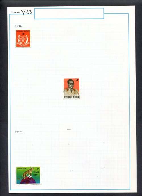 Zaire - 3 Stamps Mounted (Hinged) On Old Album Page
