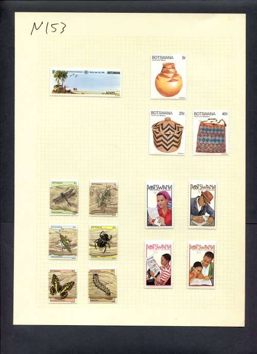 Botswana - 14 Stamps Mounted (Hinged) On Old Album Page