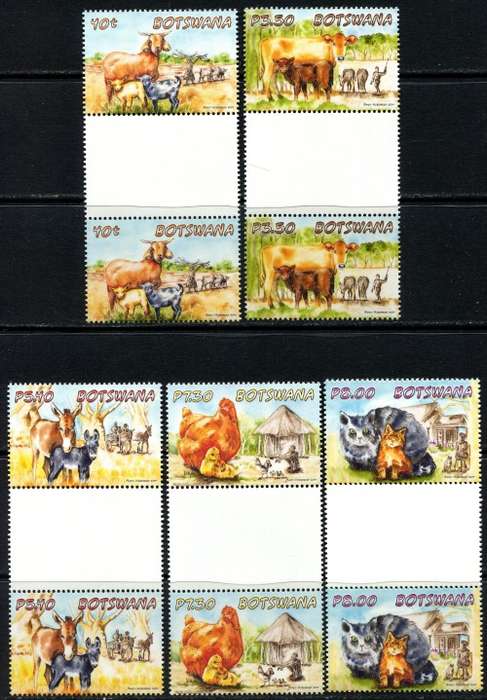 Botswana - Domestic Animals - Set of 5 Gutter Pairs - 2014 - MNH