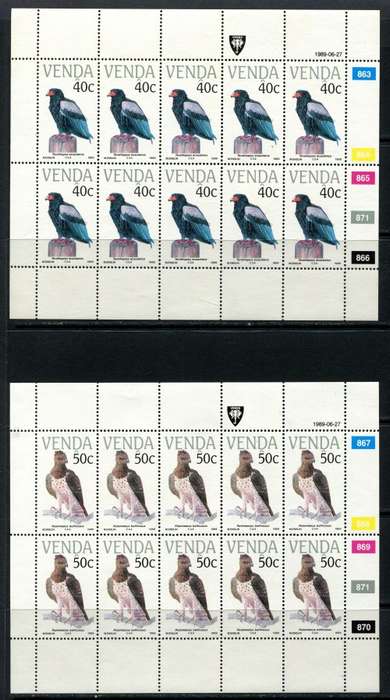 Venda - Birds - Set of 4 Full Sheets of 10 - 1989 - MNH - Some Very Light Toning