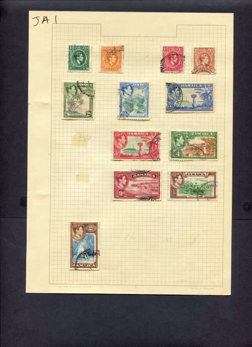 Jamaica - 12 Stamps Mounted (Hinged) On Album Page