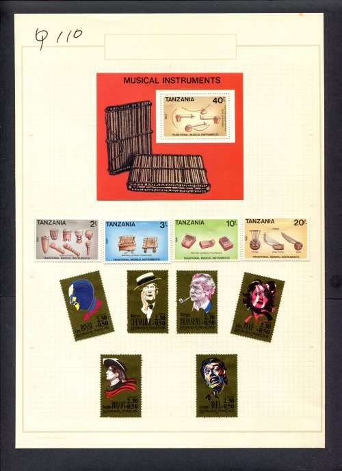 Music - 10 Stamps  + 1 Miniature Sheet Mounted(Hinged) on Old Album Page
