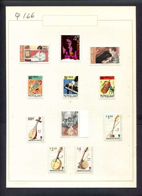 Music - 11 Stamps Mounted(Hinged) on Old Album Page