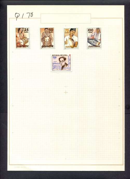 Music - 5 Stamps  Mounted(Hinged) on Old Album Page
