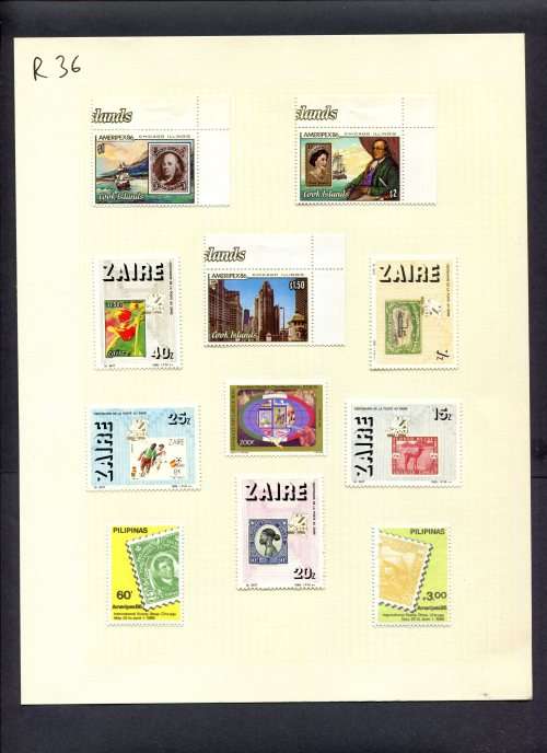 Stamps on Stamps - 11 Stamps Mounted(Hinged) on Album Page