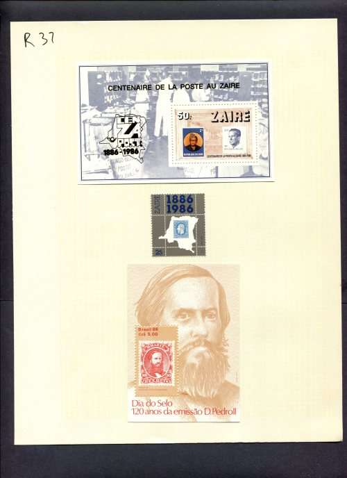 Stamps on Stamps - 1 Stamp + 2 Miniature Sheets Mounted(Hinged) on Album Page