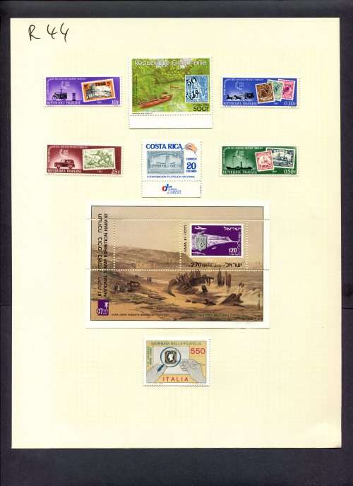 Stamps on Stamps - 7 Stamps + 1 Miniature Sheet Mounted(Hinged) on Album Page