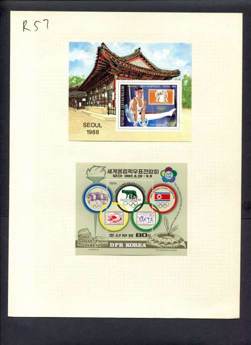 Stamps on Stamps - 2 Miniature Sheets Mounted(Hinged) on Album Page
