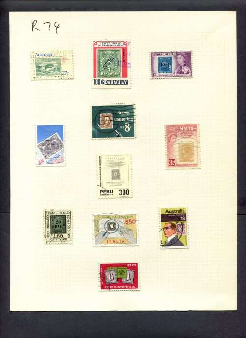 Stamps on Stamps - 11 Stamps  Mounted(Hinged) on Album Page