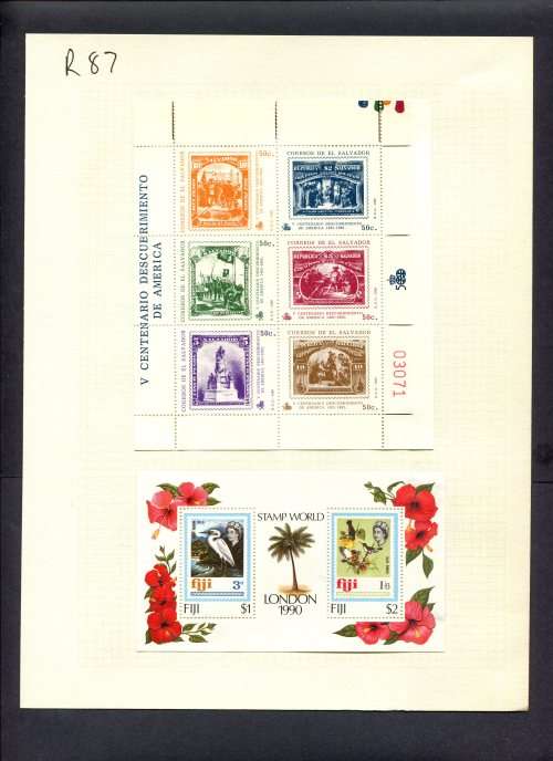Stamps on Stamps - 2 Miniature Sheets  Mounted(Hinged) on Album Page