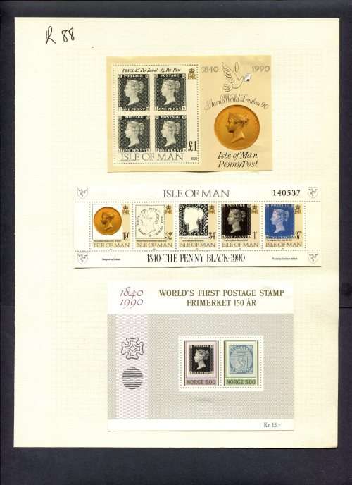 Stamps on Stamps - 3 Miniature Sheets  Mounted(Hinged) on Album Page