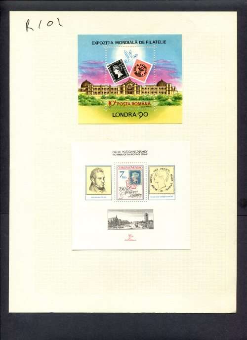 Stamps on Stamps - 2 Miniature Sheets Mounted(Hinged) on Album Page