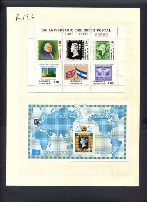 Stamps on Stamps - 2 Miniature Sheets  Mounted(Hinged) on Album Page
