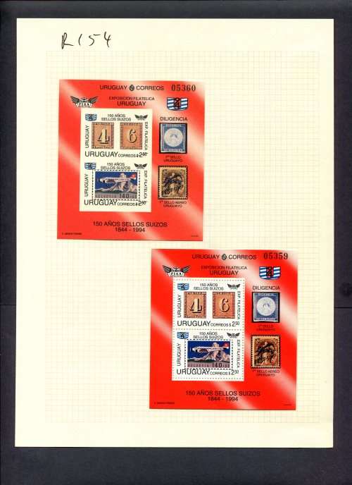 Stamps on Stamps - 2 Miniature Sheets Mounted(Hinged) on Album Page