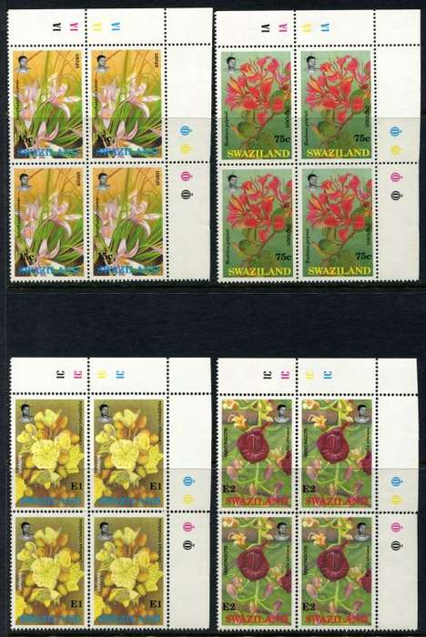 Swaziland - Set of 4 Control Blocks of 4 - 1991 - MNH