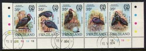 Swaziland - Birds - 1 Control Strip of 5 - 1984 - Used(CTO)