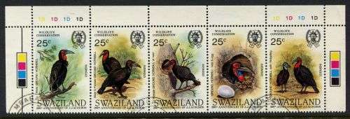 Swaziland - Birds - 1 Control Strip of 5 - 1985 - Used(CTO)