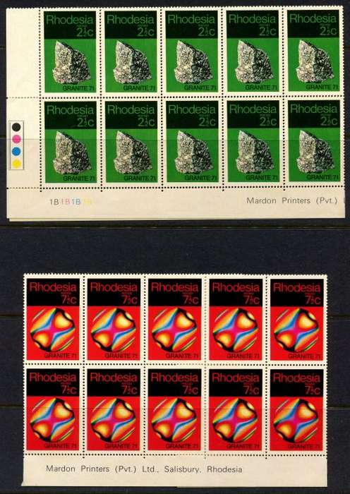 Rhodesia - 3 Double Bottom Rows of 20 - 1971 - MNH - Folded to Fit in Album/Stock Book