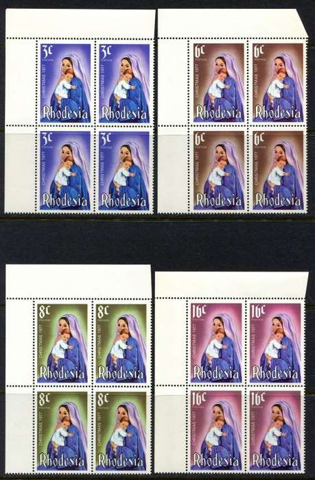 Rhodesia - Set of 4 Corner Blocks of 4 - 1977 - MNH