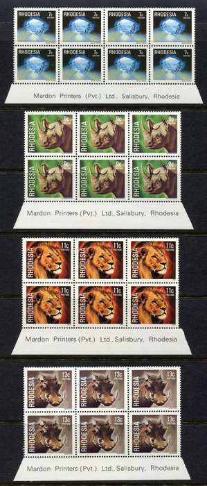 Rhodesia - Set of 15 Imprint Blocks  - 1978 - MNH