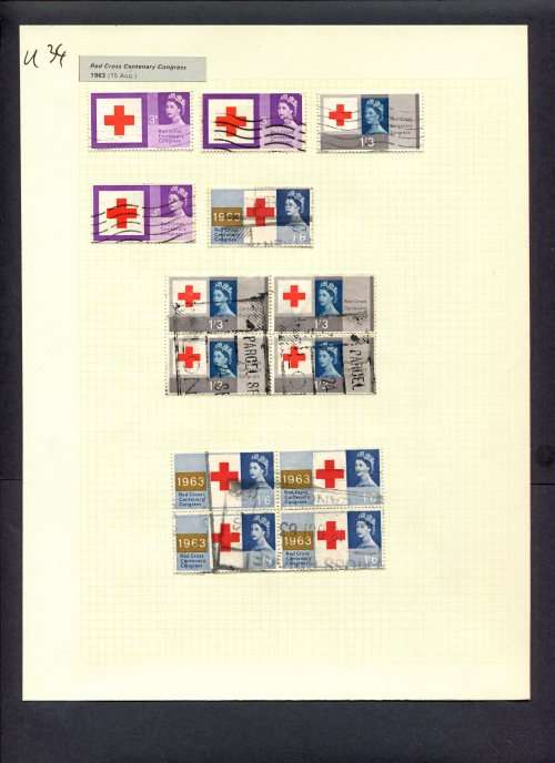 Great Britain - 13 Stamps Mounted (Hinged) On Album Page