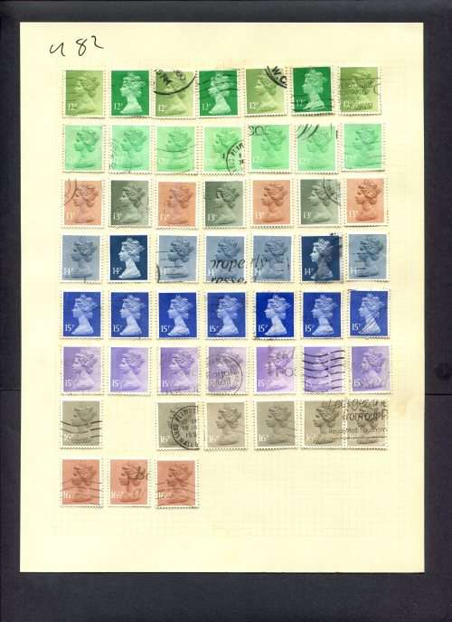 Great Britain - 51 Stamps Mounted (Hinged) On Album Page