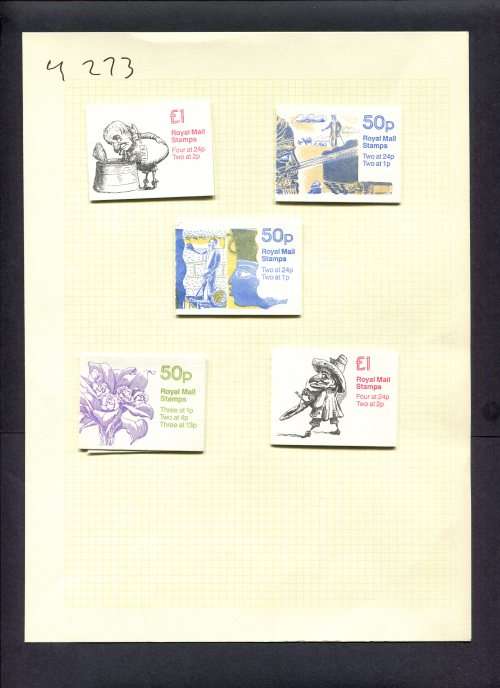 Great Britain - 5 Booklets (Hinged) On Album Page