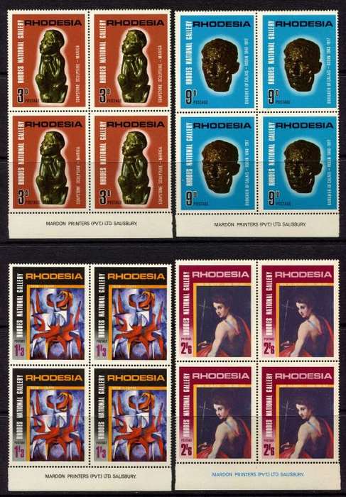 Rhodesia - Set of 4 Imprint Blocks of 4 - 1967 - MNH