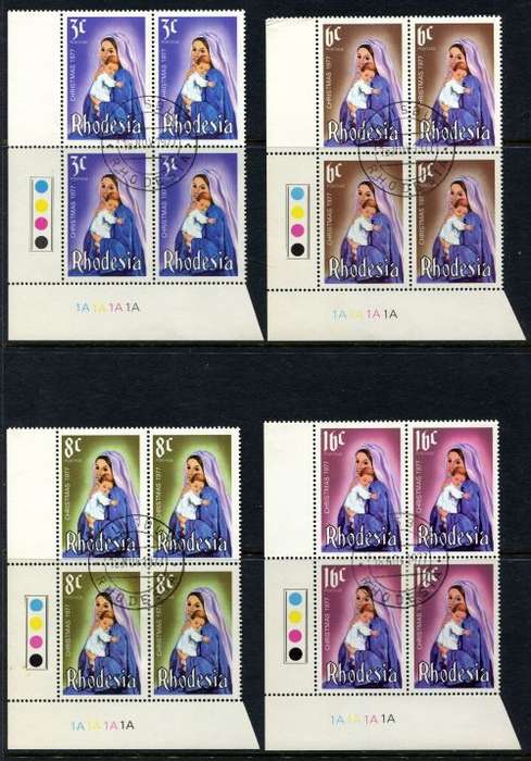 Rhodesia - Set of 4 Control Blocks of 4 1A - 1977 - Used(CTO)