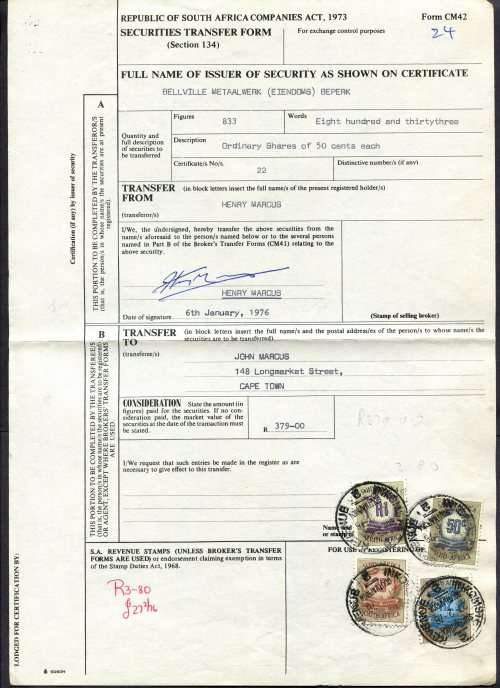 RSA - Revenue Document - Certificate No. 22
