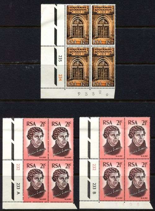 RSA - Set of 3 Control Blocks of 4 - 1967 - MNH