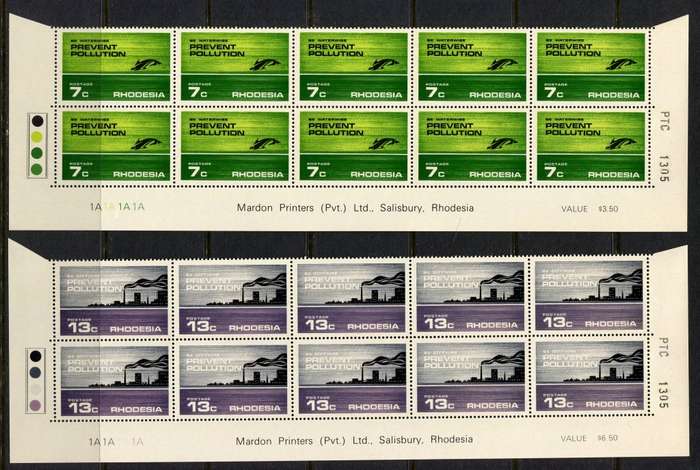 Rhodesia - Set of 4 Double Bottom Rows 1A - 1972 - MNH