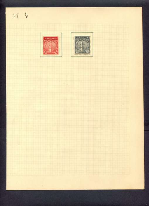 Australia - 2 Stamps Mounted (Hinged) On Album Page