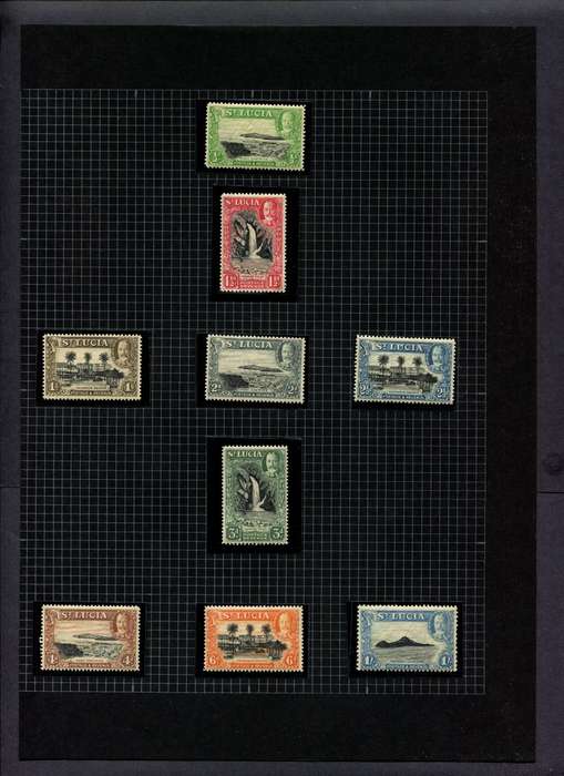 St. Lucia - 9 Stamps Mounted (Hinged) On Album Page