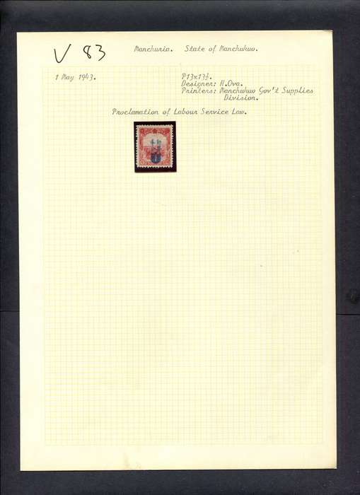Manchukuo - 1 Stamp Mounted (Hinged) On Old Album Page