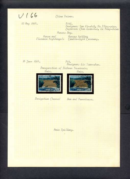 Taiwan - 2 Stamps Mounted (Hinged) On Old Album Page