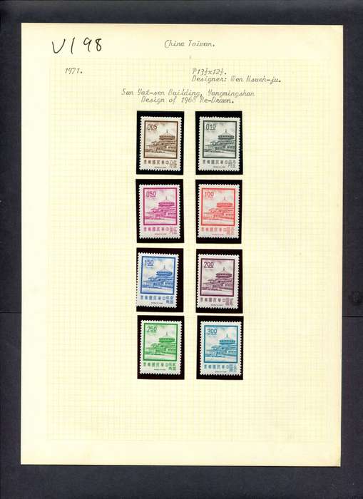Taiwan - 8 Stamps Mounted (Hinged) On Old Album Page