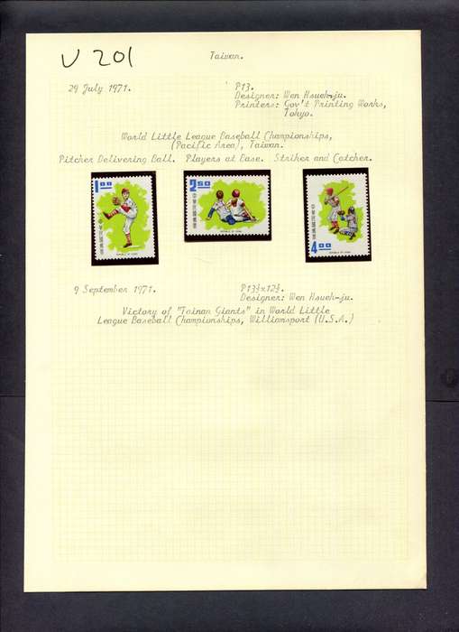 Taiwan - 3 Stamps Mounted (Hinged) On Old Album Page