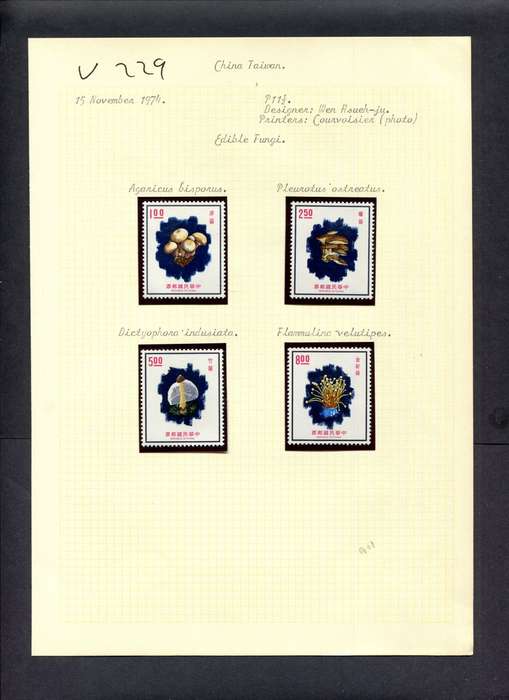 Taiwan - 4 Stamps Mounted (Hinged) On Old Album Page
