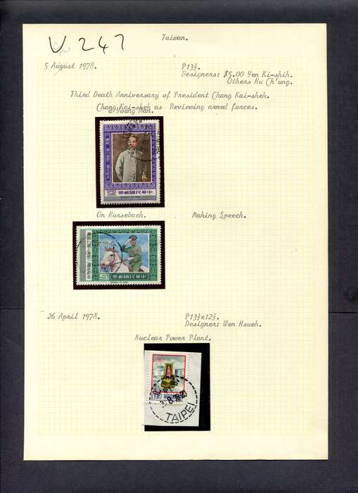 Taiwan - 3 Stamps (Hinged) On Old Album Page
